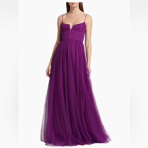 ML Monique Lhuillier Nyla Tulle Sleeveless Gown